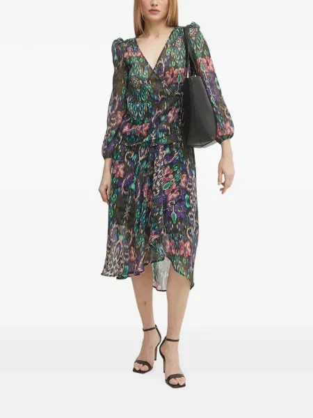 Fustă midi Morgan cu model floral negru