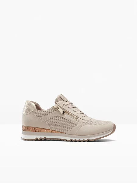 Sneakersy marki Marco Tozzi z zamkiem beżowe