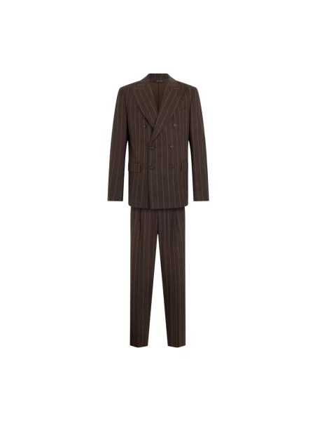 Garnitur Brooks Brothers wełniany dwurzędowy brązowy