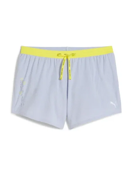 PUMA Pantaloni sport albastru porumbel / galben lămâie / negru alb