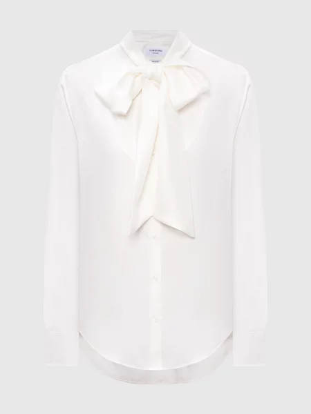 Блуза із шовку Thom Browne біла