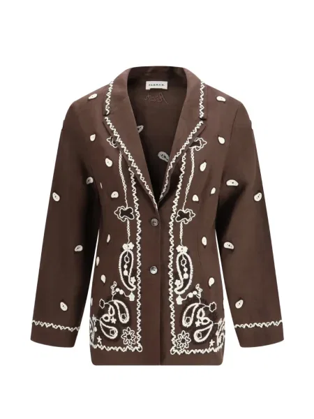 Kurtka Parosh z wzorem paisley brązowa