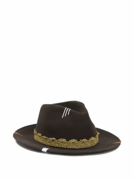 Pălărie The Hat Gang cu broderie de lână maro