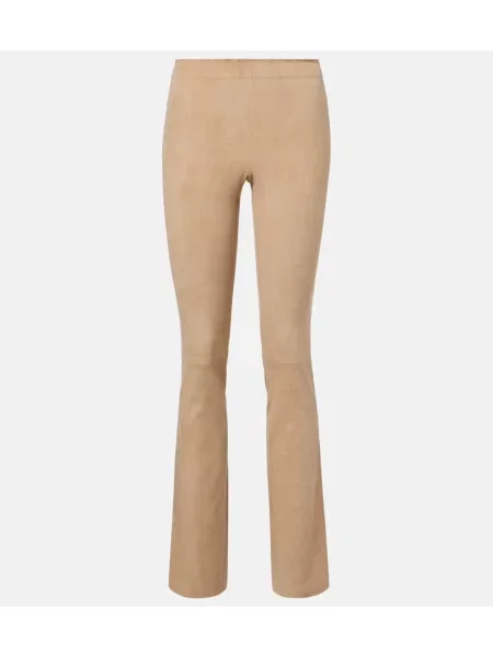 Pantaloni Stouls din piele de căprioară lungi bej