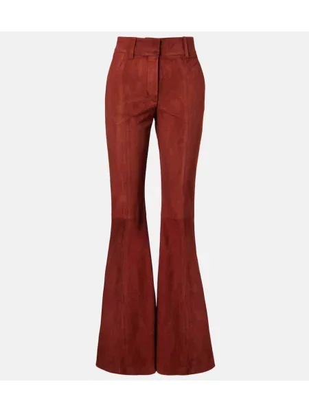 Pantaloni Gabriela Hearst din piele de căprioară maro
