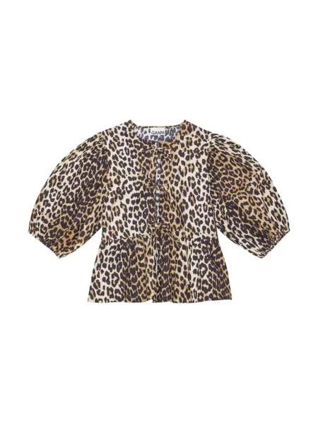 Bluzka Ganni w panterkę brązowa