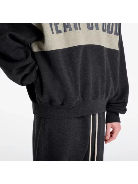 Sweatshirt Fear Of God Essentials Cropped Relaxed Panelled Hoodie Iron Grey Heather/ Seal Heather XL siva