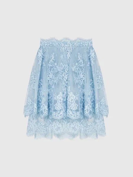Ажурна спідниця міні Ermanno Scervino блакитна