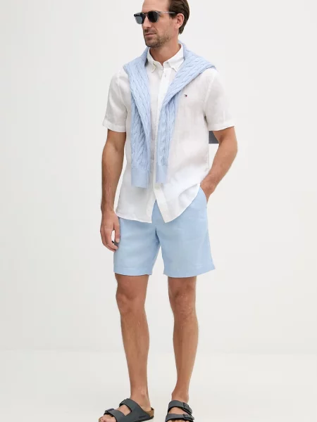 Tommy Hilfiger šortky se lnem modré
