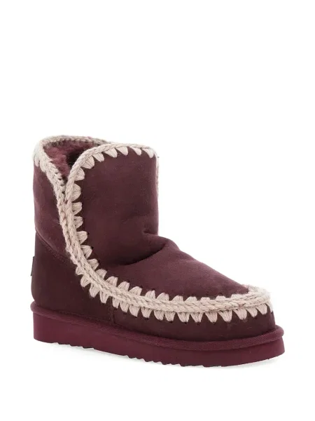 Botine Mou din piele de căprioară roșu