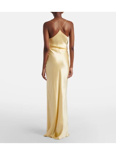 Rochie The Sei din satin drapată galben