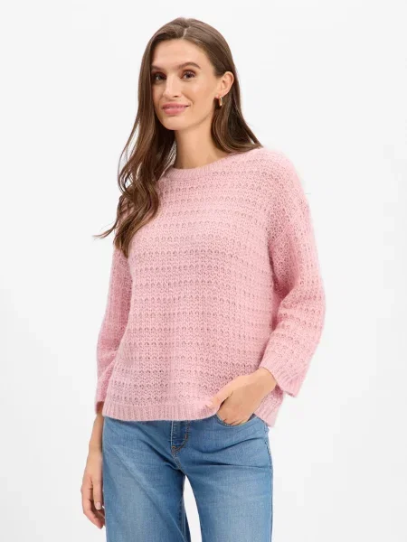 Sweter z dzianiny o kroju loose fit z wełną z alpaki dodatek wełny model Kasita' Joop! różowy