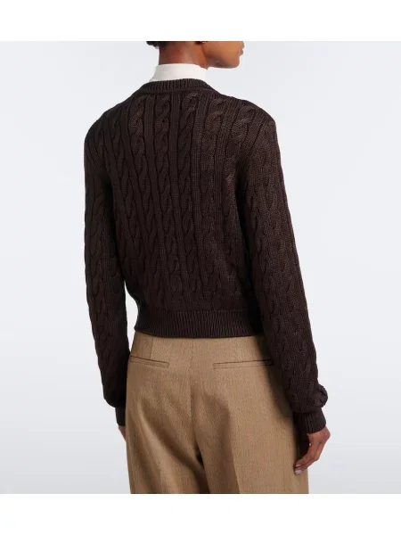 Cardigan Ralph Lauren Collection de mătase maro