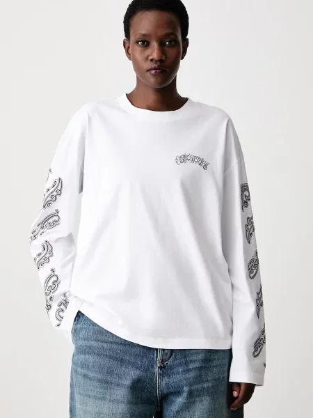 Μακρυμάνικος τοπ Off-white paisley λευκό
