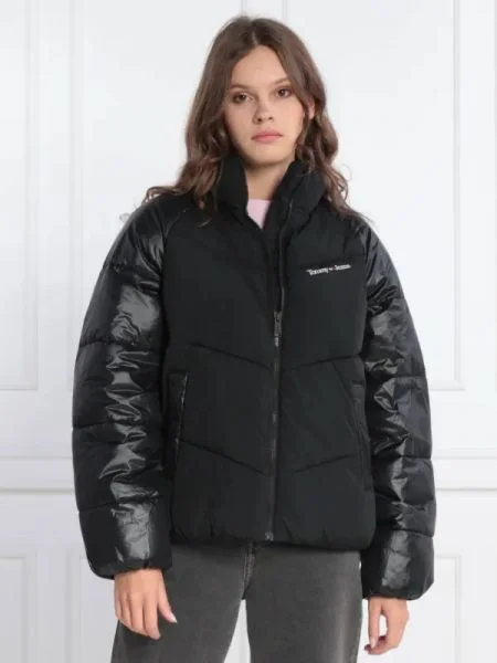Tommy Jeans Geacă TJW TONAL BLOCKING PUFFER | Oversize fit negru