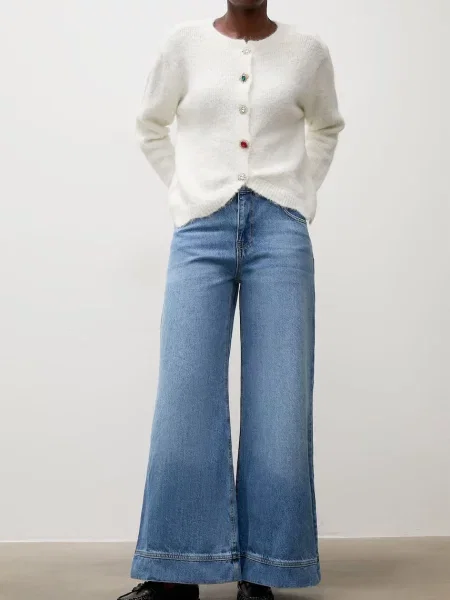 Answear.LAB kardigan z dodatkom volne bela