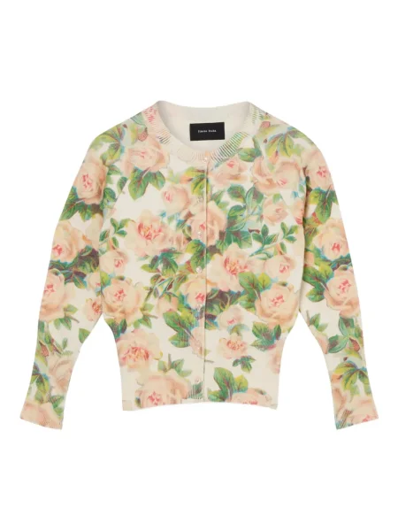 Cardigan Simone Rocha cu model floral tricotate cu imagine roz