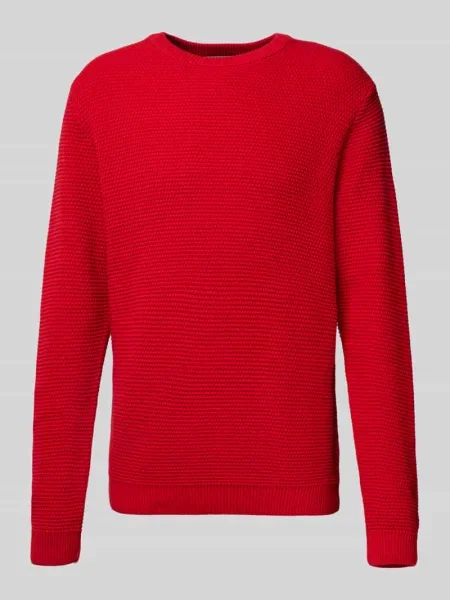 Sweter z imitacji dzianiny Review czerwony