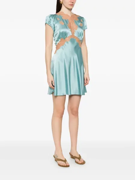 Rochie mini Dôen din dantelă albastru