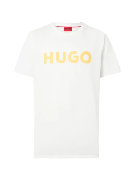 HUGO Tricou Dulivio ecru / miere galben