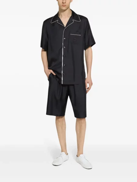 Šilkinės juosmuo šortai Dolce & Gabbana mėlyna