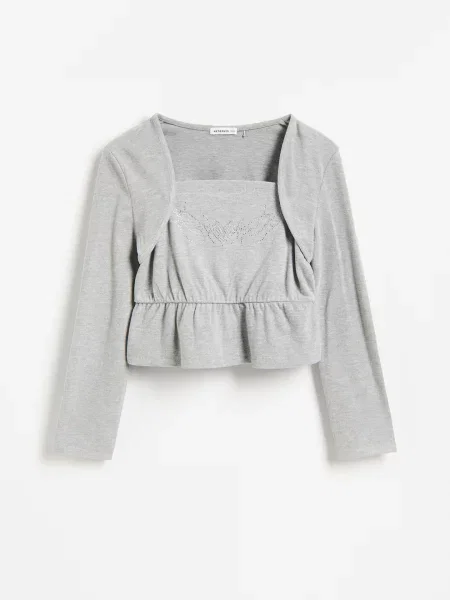 Reserved Top cu bolero deschis gri
