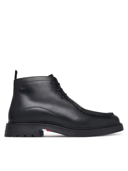 Tommy Hilfiger Зимни обувки Corporate Casual Lth Moc Chukka черен