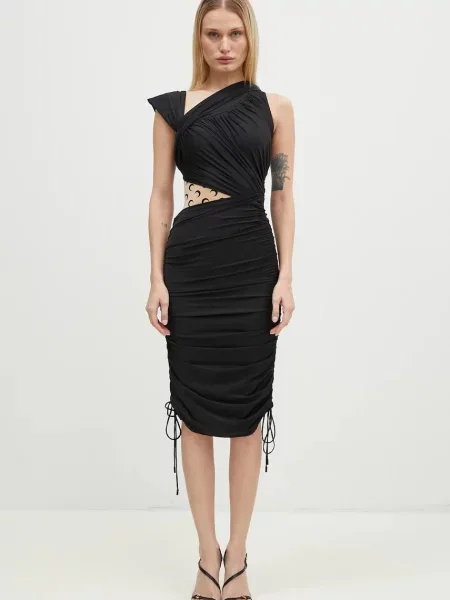 Marine Serre rochie Draped Jersey Draped Dress mini mulata negru