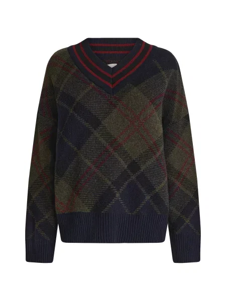 Barbour Pulover marine / temno zelena / vinsko rdeča