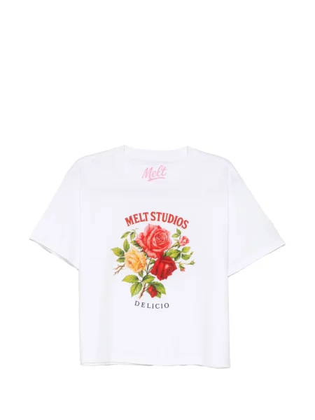 Tricou Melt cu model floral cu imagine alb