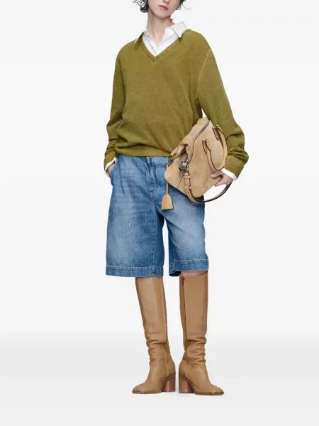 Pulover Maison Margiela cu decolteu în V verde