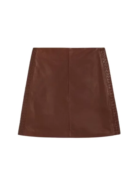 Mała mały spódnica skórzana Max Mara dzwony brązowa