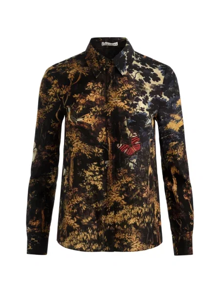 Top Alice + Olivia de mătase cu model floral cu imagine negru