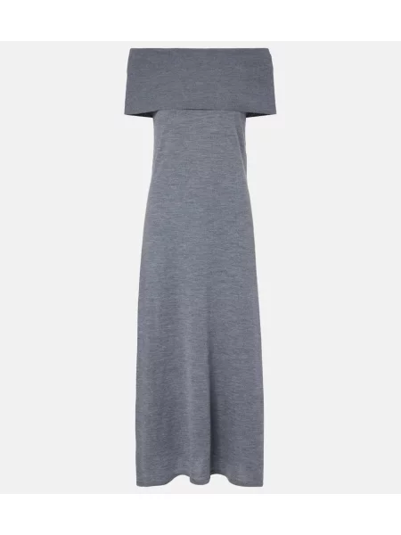 Rochie maxi Jardin Des Orangers de lână de costum gri