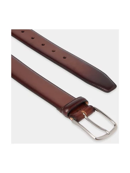 Pasek Brooks Brothers skórzany brązowy