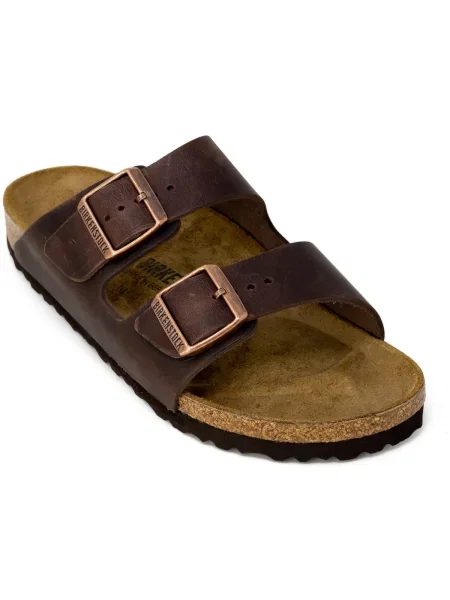 Șlapi Birkenstock din piele maro