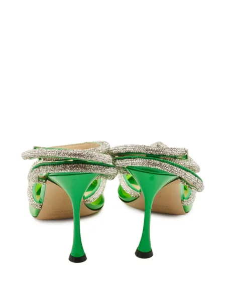 Pantofi cu toc Mach & Mach cu funde din piele verde