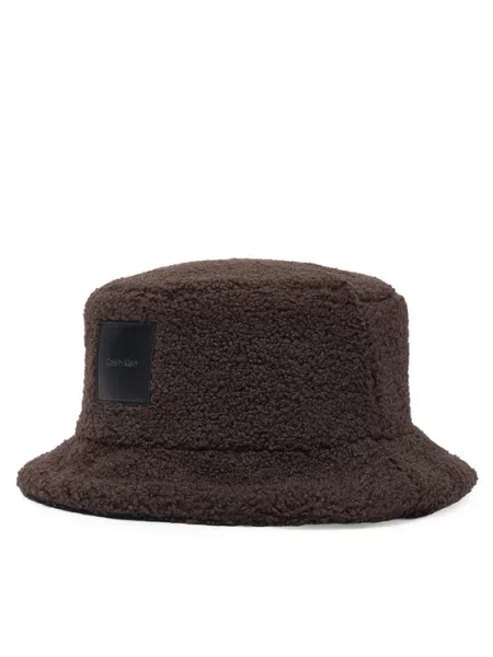 Calvin Klein Šešir All-Over Sherpa W/ Patch Bucket Tamno smeđa