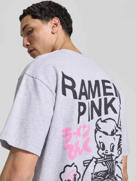 T-shirt z bawełny Model RAMEN PINK' Edwin różowa