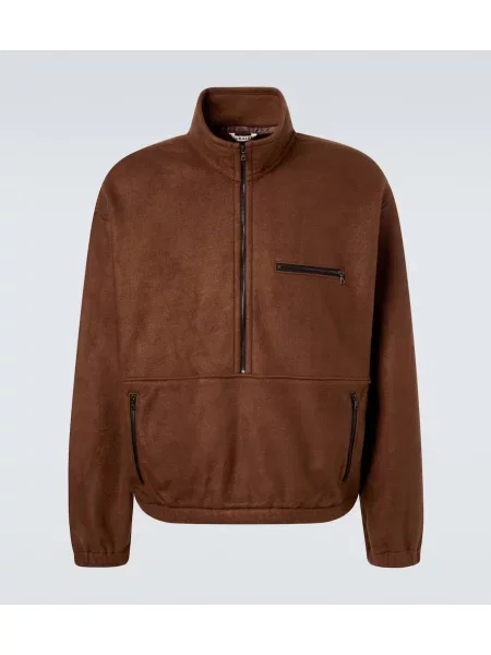 Pulover Auralee de mătase de jumătate de fermoar maro