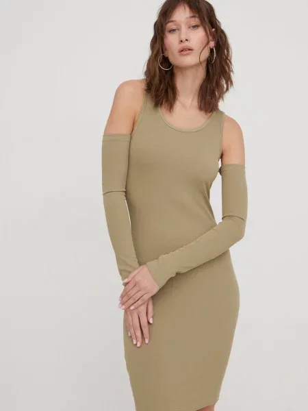 Рокля Sixth June къса с кройка по тялото зелено