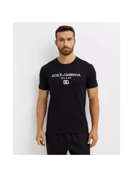 Koszulka Dolce And Gabbana z okrągłym dekoltem z logo czarna