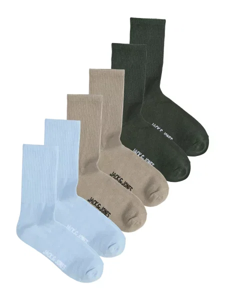 JACK & JONES Nogavice JACNOLAN svetlo modra / temno siva / jelka bela