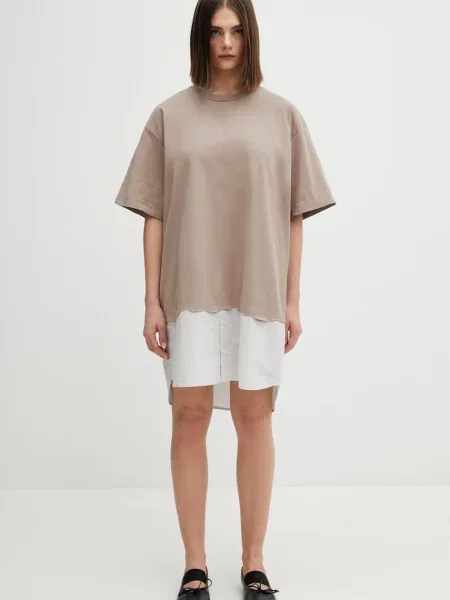 Sukienka koszulowa Mm6 Maison Margiela beżowa