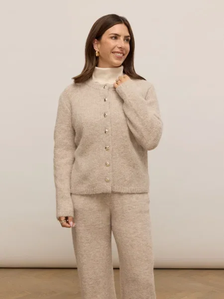 Noar studios Geacă tricotată BUTTONED CARDIGAN taupe gri