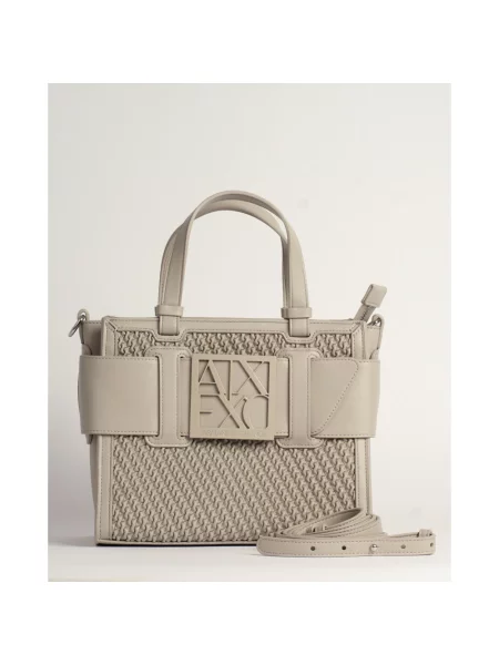 Armani Exchange torebka crossbody z imitacji skóry beżowa