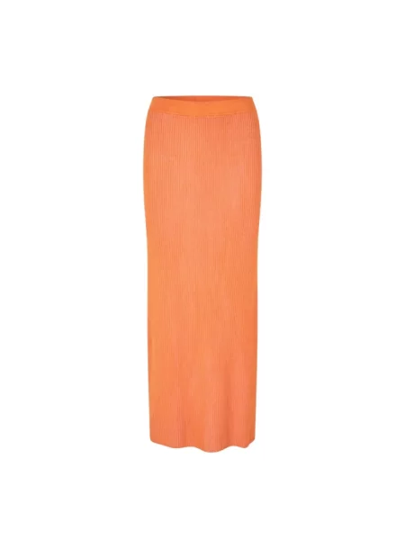 Lniana długa spódnica maxi Samsoe Samsoe pomarańczowa