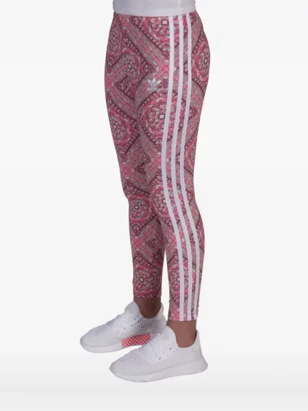 Leggings Adidas alergare cu model floral cu imagine roșu