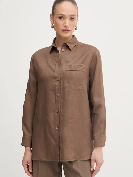 MM by Max Mara koszula lniana FILO brązowa