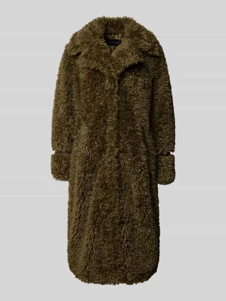 Płaszcz ze sztucznego futra z kołnierzem z klapami i wpuszczanymi Petite M.